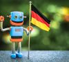 Spielzeugroboter mit Deutschlandfahne